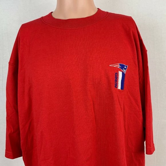 New England Patriots Embroidered T-Shirt Vtg 90s NFL Football Made USA Size XL - Picture 1 of 5